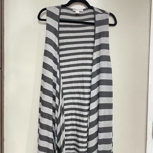 Coldwater creek 2x cardigan kimono striped sleeveless grey open front